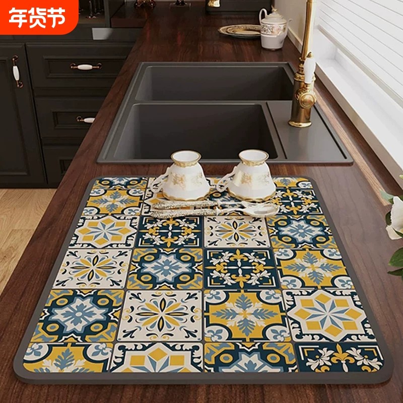 厨房台面沥水垫硅藻泥吸水垫干燥垫杯垫免洗茶台吧台垫桌面防滑,居家布艺,餐垫,淘宝优惠券,粉丝福利购,淘宝优惠卷