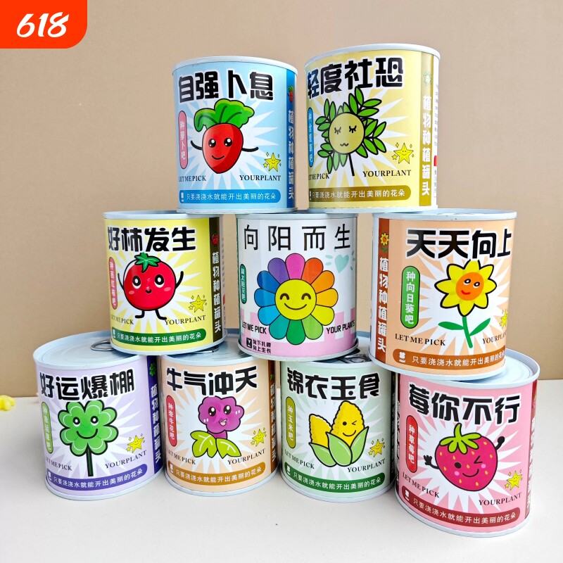 植物罐头盆栽儿童种植观察套装创意礼物桌面罐装绿植种草农场水果