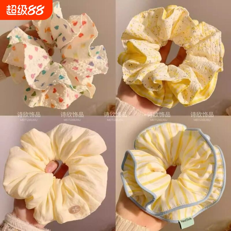 超大法式简约气质云朵发圈大肠高级丸子头饰复古发绳头绳发饰双层