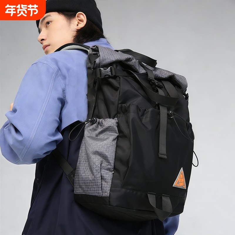 机能双肩包男士背包运动户外徒步登山包大容量防水电脑书包健身