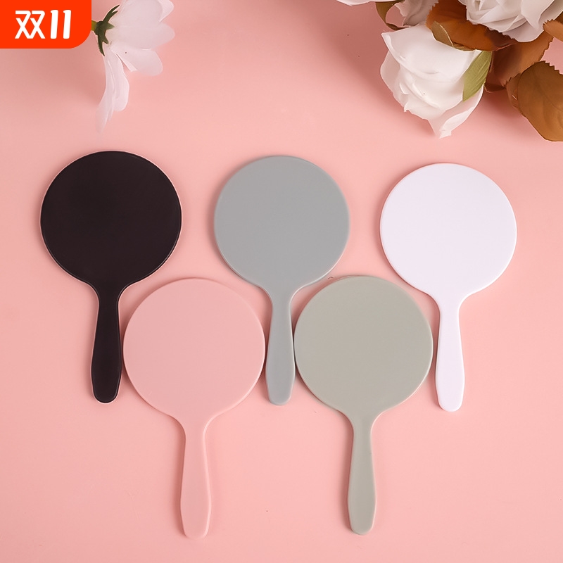 新款2025圆形可爱便携式手柄镜化妆手持镜可随身小镜子迷你镜子