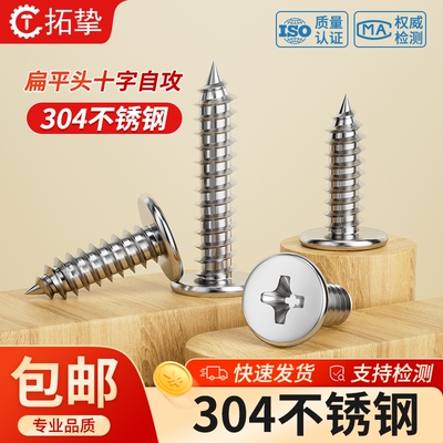 304不锈钢十字扁平头自攻螺丝CA