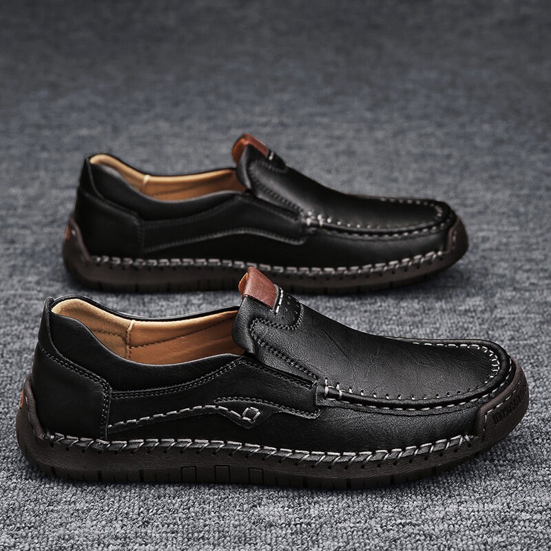 意尔康春季时尚潮鞋男士软底休闲皮鞋英伦百搭透气豆豆鞋男款牛皮