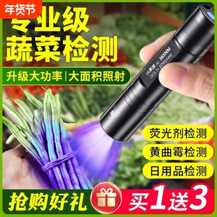 紫光灯蔬菜灯鉴定专用蔬菜检测笔农残365nm手电筒荧光剂紫外线