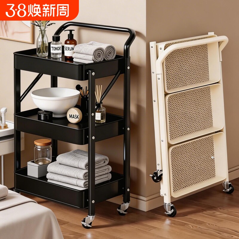 专用仪器手推工具车可移动美睫美甲收纳置物架落地美容院小推车