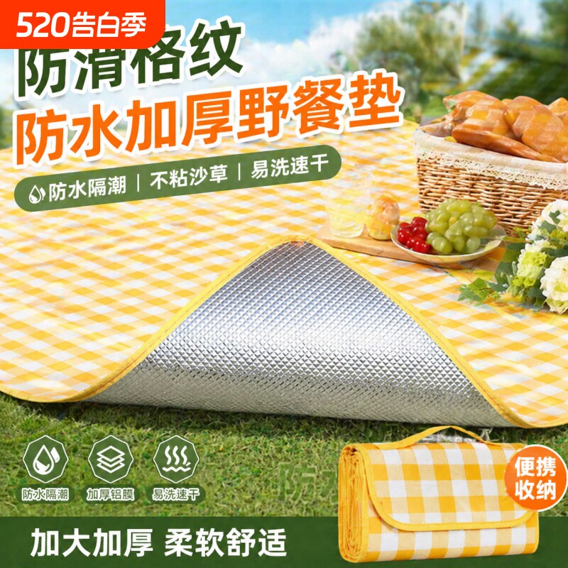 野餐垫防水户外休闲公园坐垫加厚便携带野外野炊垫露营帐篷防潮垫
