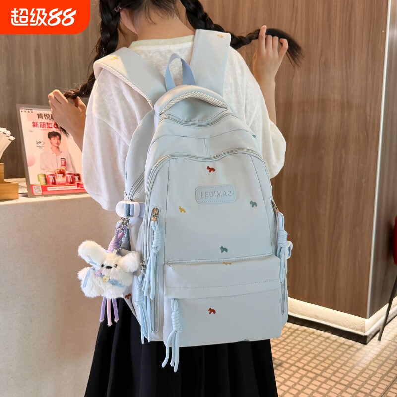 初中生书包女学生ins小众轻便减负双肩背包大容量时尚百搭旅行包图片