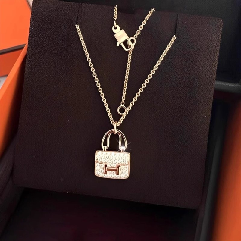 新款不掉色康康包H字母玫瑰金锁骨链满钻轻奢小众项链黄金锁头,饰品/流行首饰/时尚饰品新,项链,淘宝优惠券,粉丝福利购,淘宝优惠卷