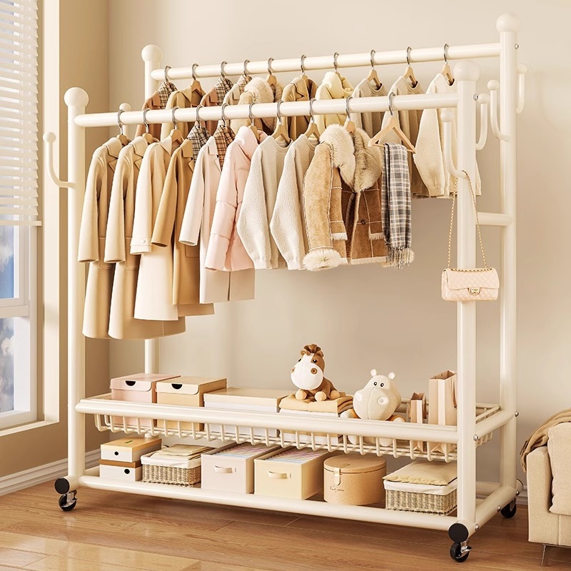 可移动多功能烤漆钢管挂衣架