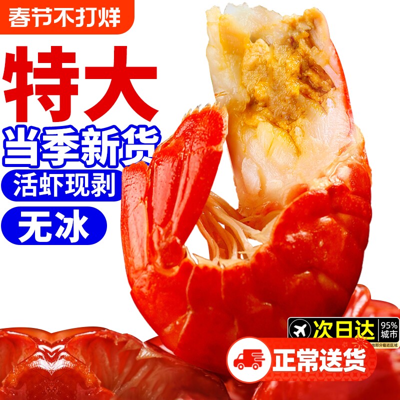 龙虾尾特大号无冰衣鲜活小龙虾冷冻生鲜新鲜虾球鲜冻批发商用整箱