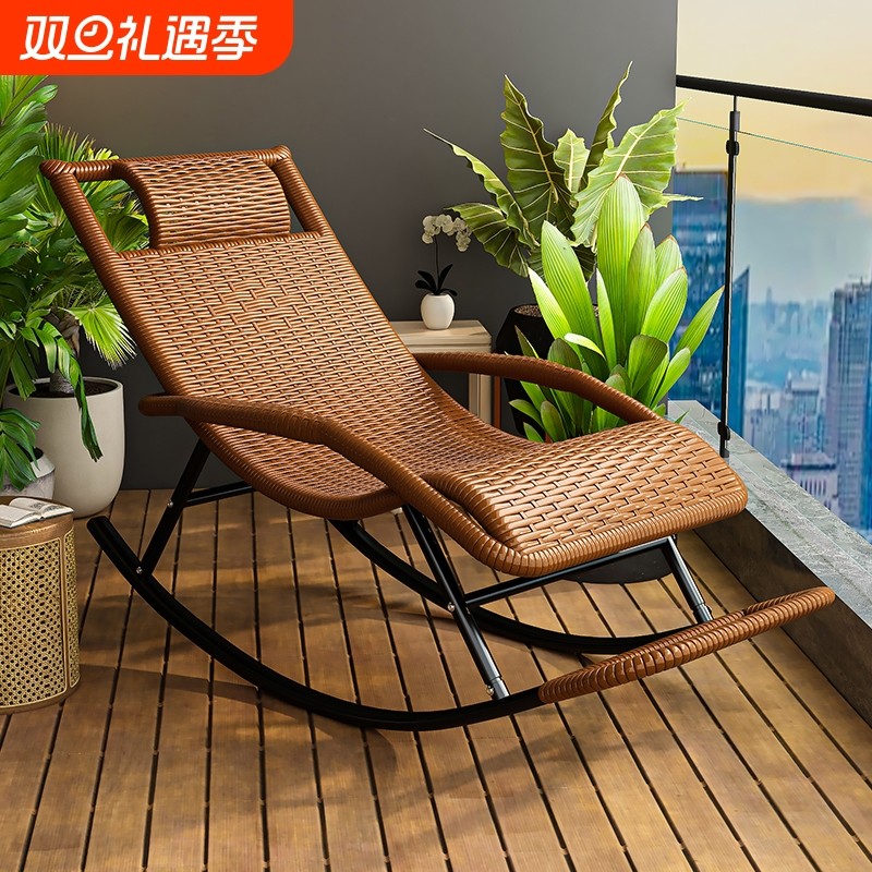 老人摇椅躺椅睡椅藤椅大人摇摇椅子藤编专用室外庭院防水防晒午休