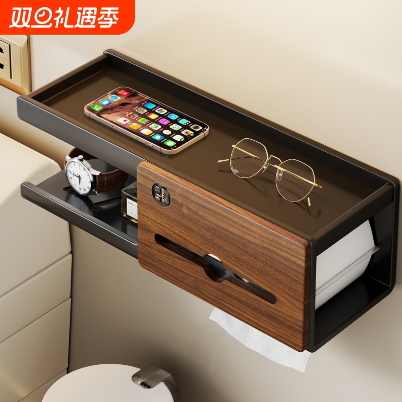 实木卷纸架卫生间纸巾盒厕所