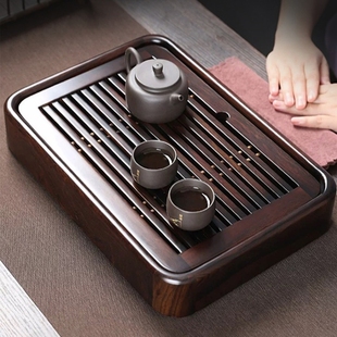 实木长方形干泡茶台一人用高级储水茶几 小型茶盘家用2025黑檀新款