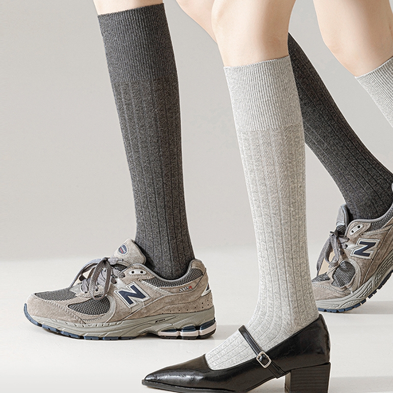 秋冬灰色小腿袜子女士压力瘦腿
