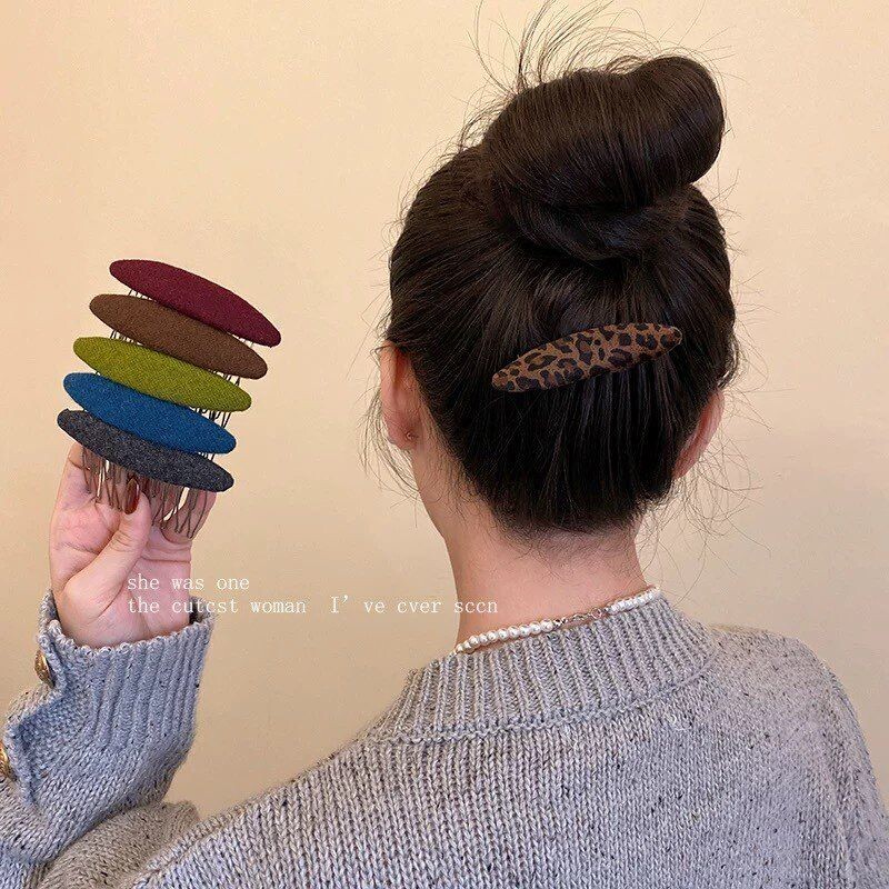 2026新款韩国复古倒插梳高级豹纹发簪插梳带齿防滑头饰简约发饰品