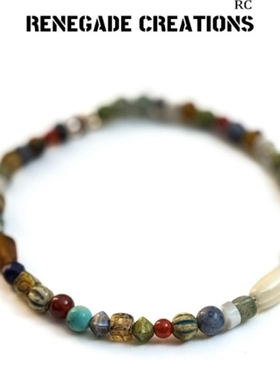 Renegade像素群岛捷克珠手链多彩天然矿石多巴胺男女同款情侣手串