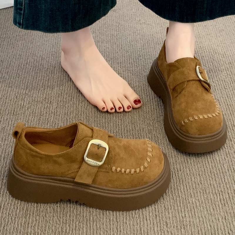 厚底勃肯鞋女全包2025新款秋季女鞋复古博肯单鞋小个子增高乐福鞋
