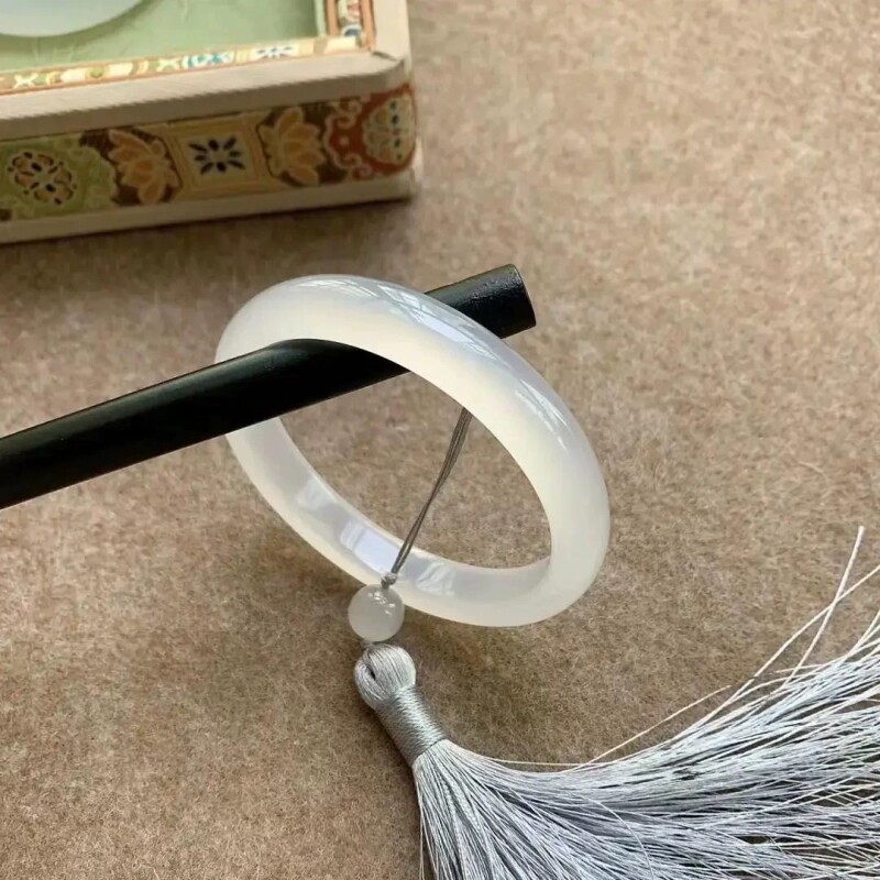 天然玉髓白月光高冰手镯玉镯小众荔枝冻玛瑙玉镯冰种平安镯送女友
