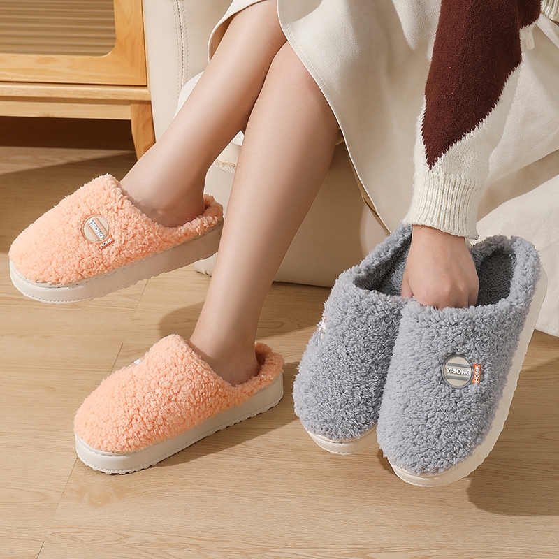 2025新款雪地拖女冬季厚底男款居家加绒加厚保暖外穿包头情侣拖鞋