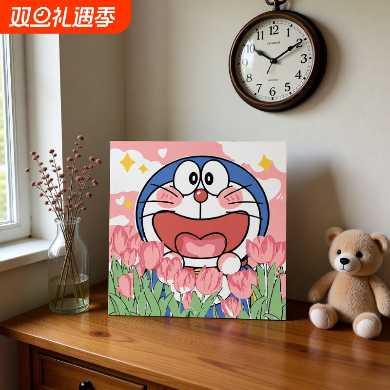 哆啦a梦2025新款数字油画填充丙烯油彩画手工填色手绘颜料礼物