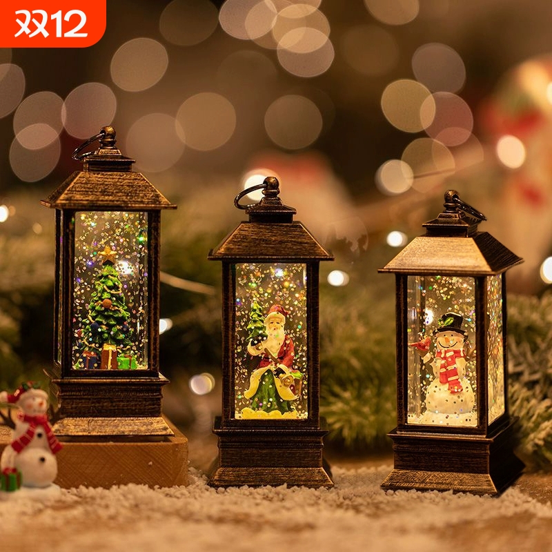 圣诞节装饰品飘雪小夜灯场景布置圣诞树桌面摆件拍照道具儿童礼物