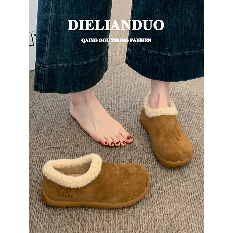 小土豆勃肯鞋女款2025新款冬季加绒加厚保暖一脚蹬雪地棉鞋子女鞋