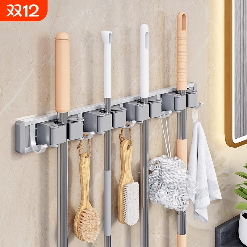 郁婷免打孔太空铝拖把夹防腐防锈