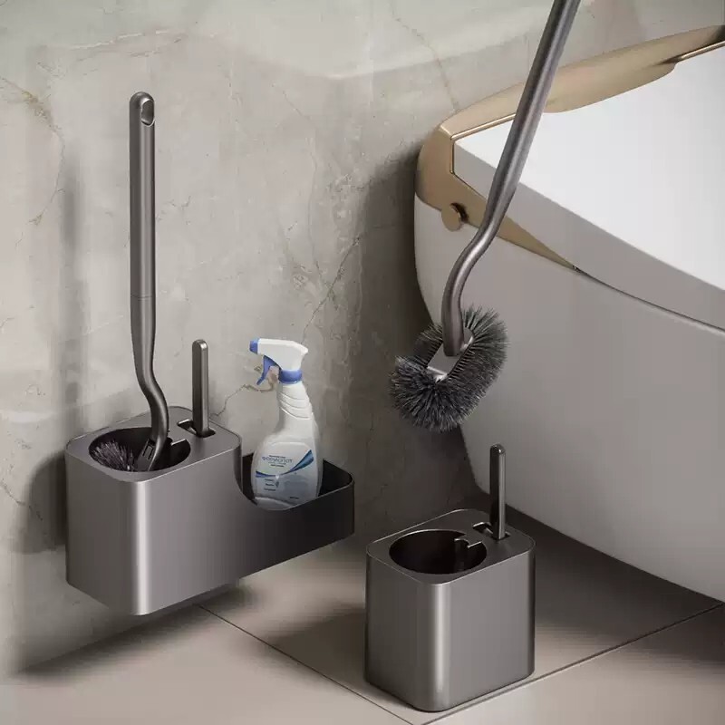 枪灰色马桶刷免打孔厕所刷子家用长手柄清洁套装卫生间洗马桶神器