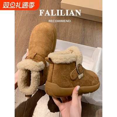 厚底加绒勃肯雪地靴女2025新款爆款冬季鞋子外穿保暖棉鞋毛毛短靴