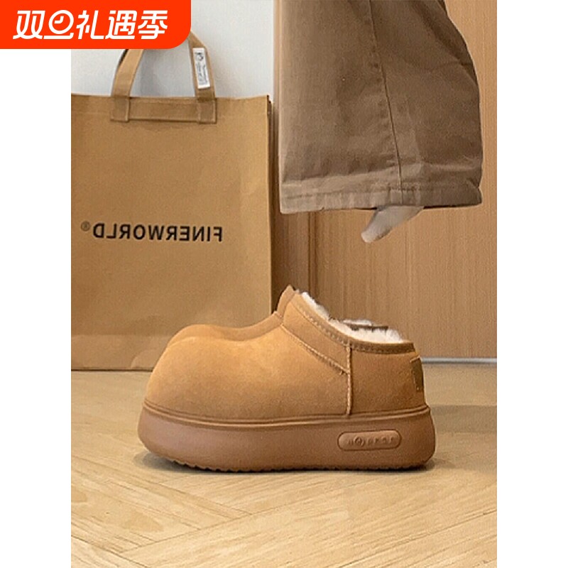 丑萌大头雪地靴女复古加绒加厚保暖毛毛棉鞋冬季增高显瘦厚底短靴