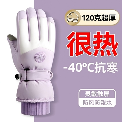 手套女冬季滑雪手套2025新款加绒加厚保暖防寒可触屏男防风电动车
