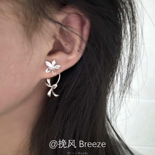 「双生鸢尾」新中式清冷感鸢尾花耳钉小众设计感精致时尚简约耳饰