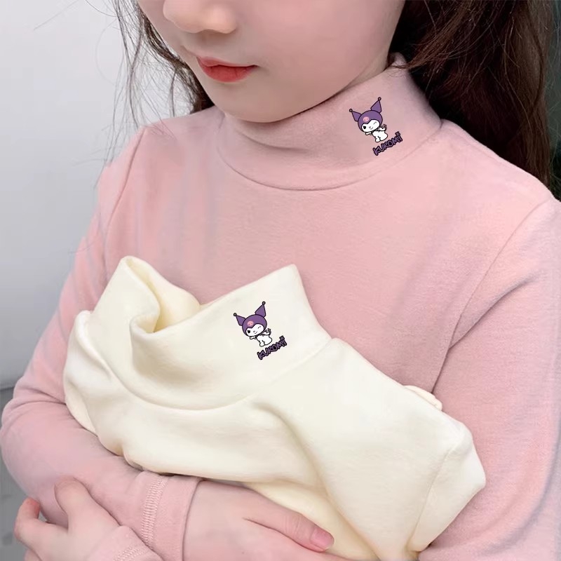 女童半高领保暖内衣新款秋冬季中大童德绒卡通印花上衣女孩