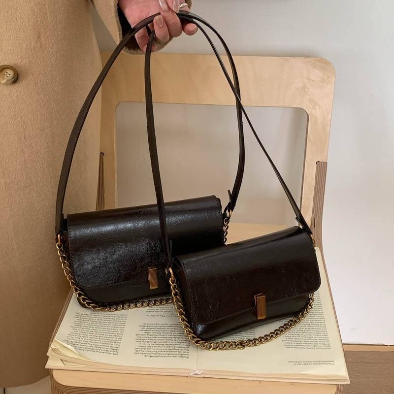 爱马女仕复古绒面手提女包时尚百搭链条小方包新款单肩斜挎包包包