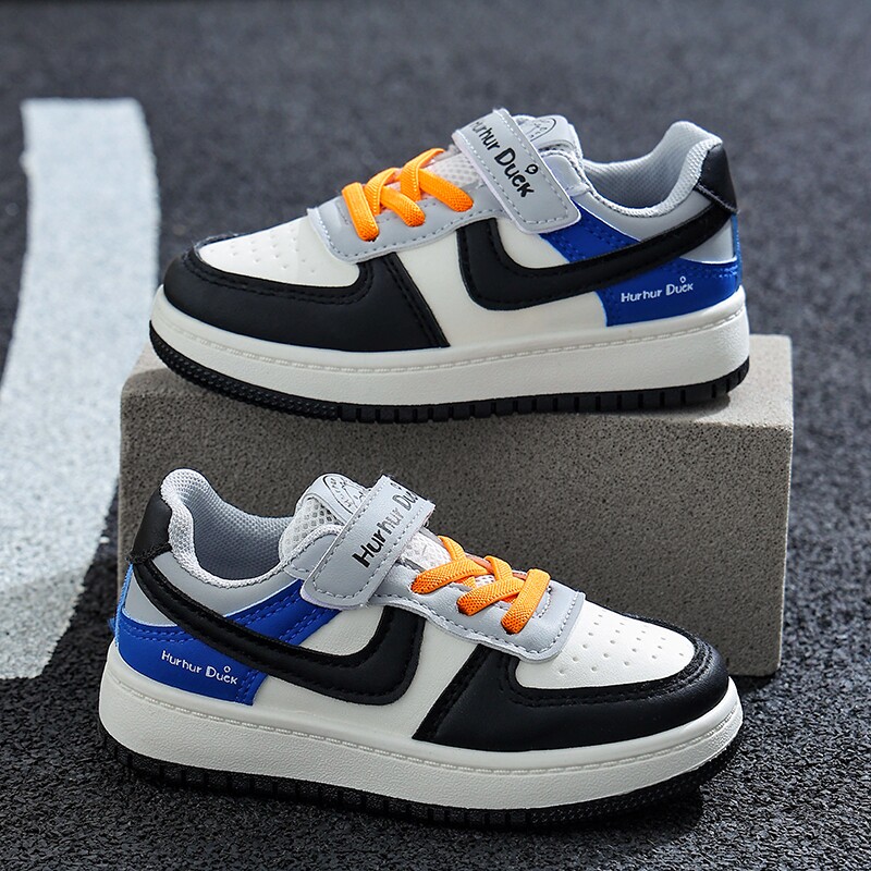 小黄鸭春秋款儿童鞋子男孩板鞋女童皮面低帮鞋学生运动休闲鞋防滑