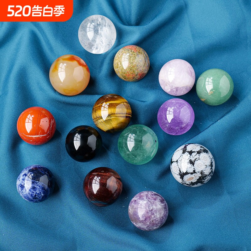 天然水晶水晶球矿石球体儿童标本紫水晶宝石家居摆件散珠礼物