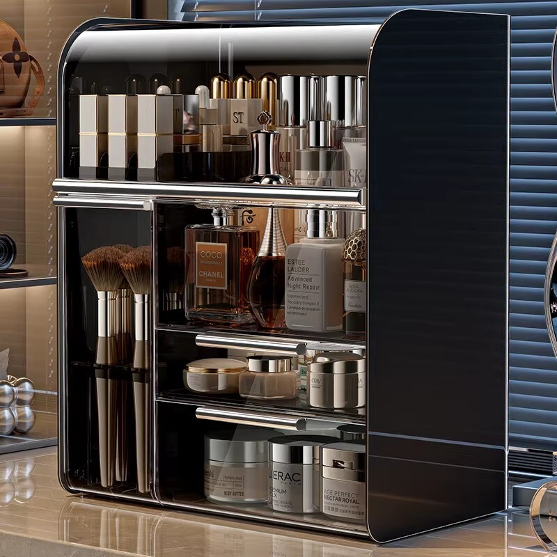 化妆品收纳盒桌面高级感梳妆台护肤品口红置物架防尘亚克力储物箱