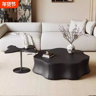 意式极简异形实木睡莲茶几客厅家用设计师款现代简约花瓣茶几组合