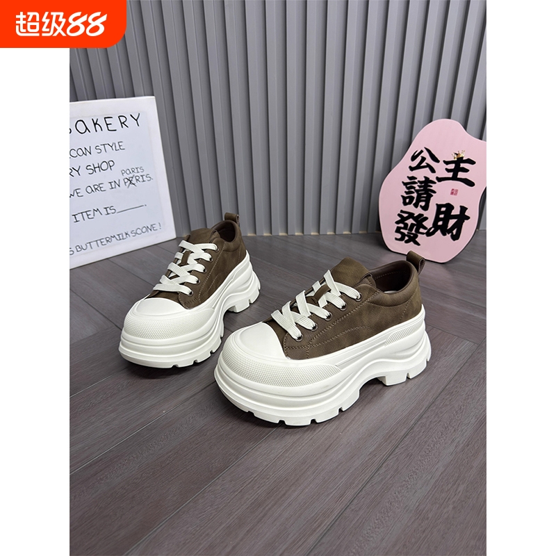 小个子增高厚底休闲运动鞋女2025秋冬新款英伦风轻便百搭松糕鞋子