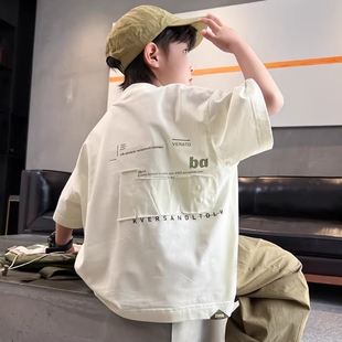 男童短袖T恤夏装2026新款儿童夏季纯棉上衣男孩中大童原创半袖潮t