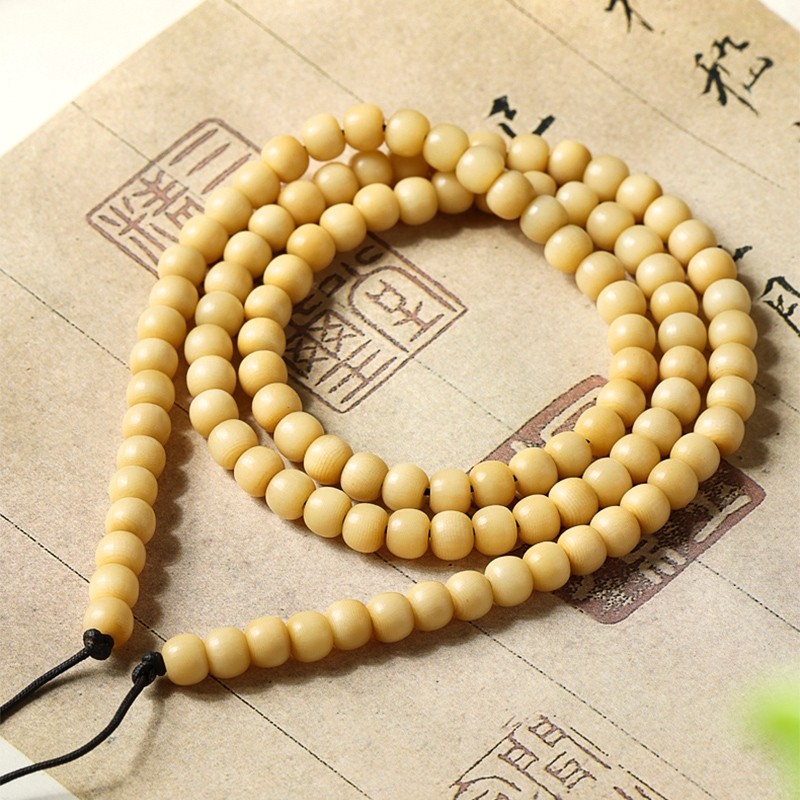 自然风化黄象牙果佛珠念108颗多圈手串项链手工艺品保真天然植物
