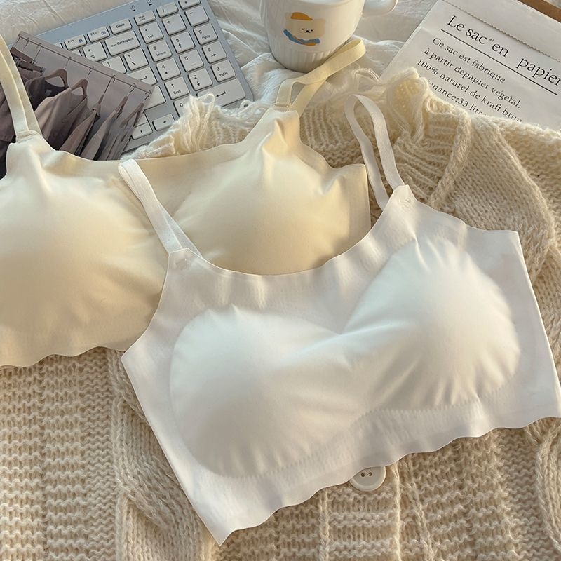 无痕冰丝内衣女夏季运动聚拢无钢圈少女文胸学生透气显小吊带背E