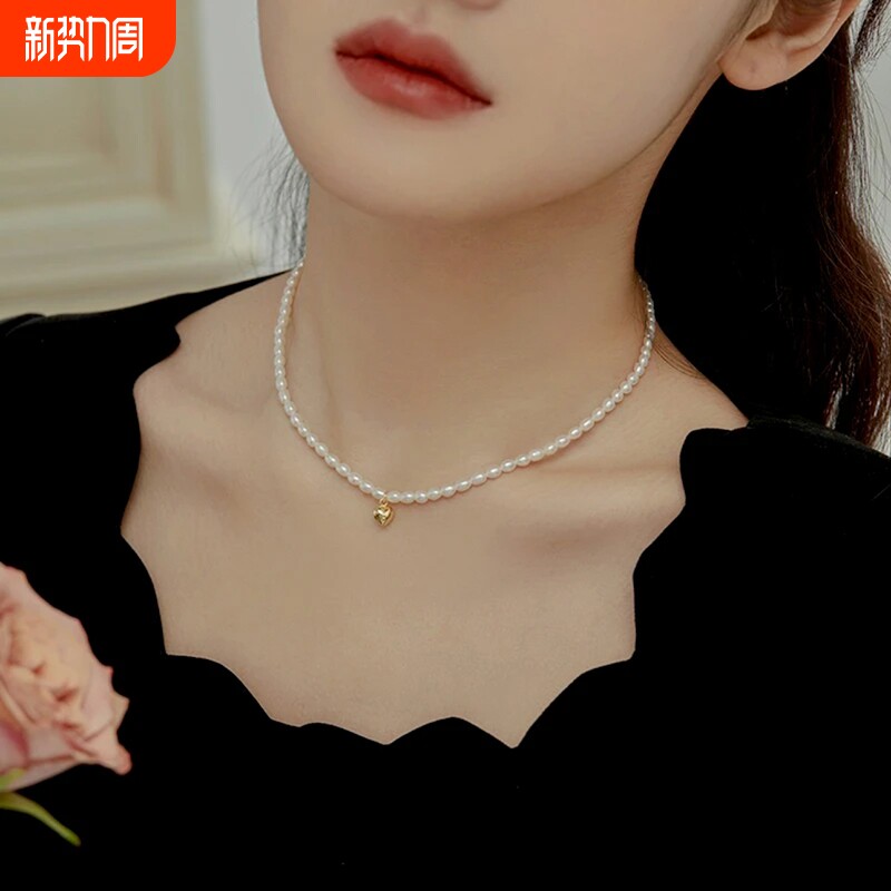 珍珠项链3mm施家小米珠珍珠项链女生款爱心2025新款颈链生日礼