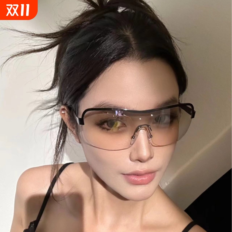 美式Y2K骑行眼镜夜骑太阳镜女网红街拍个性穿搭凹造型墨镜高级感