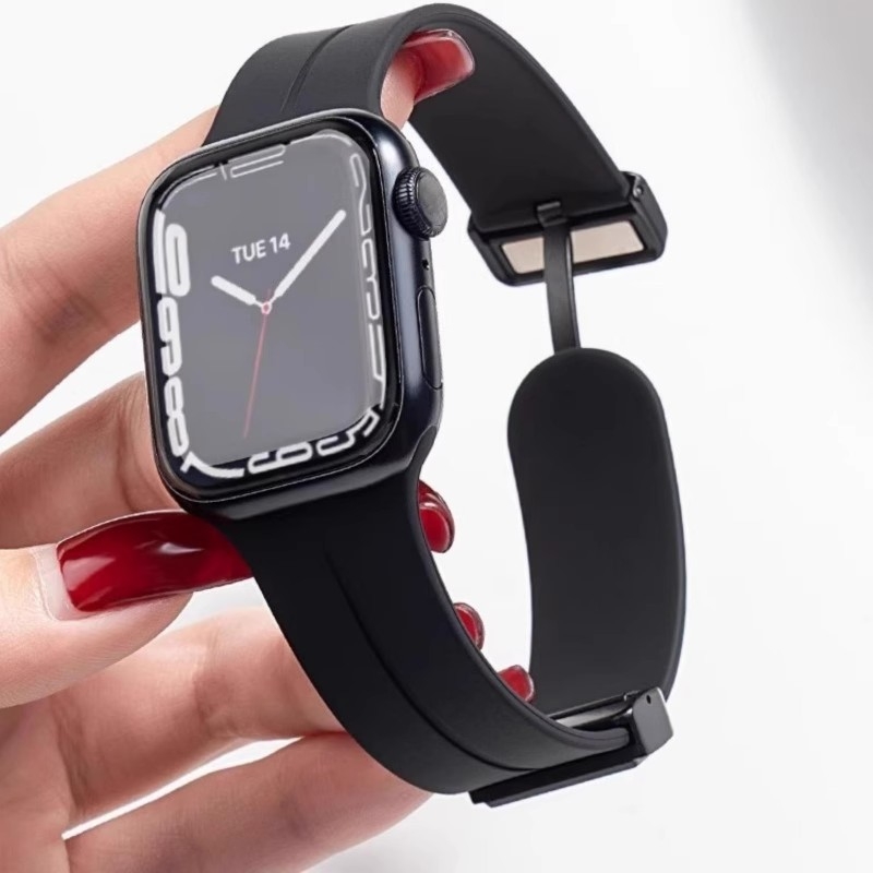 适用iwatch10苹果手表表带S9运动透气腕带applewatch9新款磁吸硅胶S8夏天S7新款S6代SE高级感男女iphonewatch