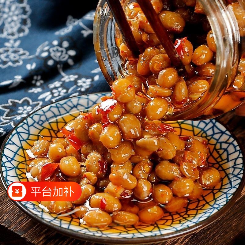 发酵香辣腊八豆瓶装农家拌饭酱豆鼓黄豆酱下饭菜野山椒腊肉生姜