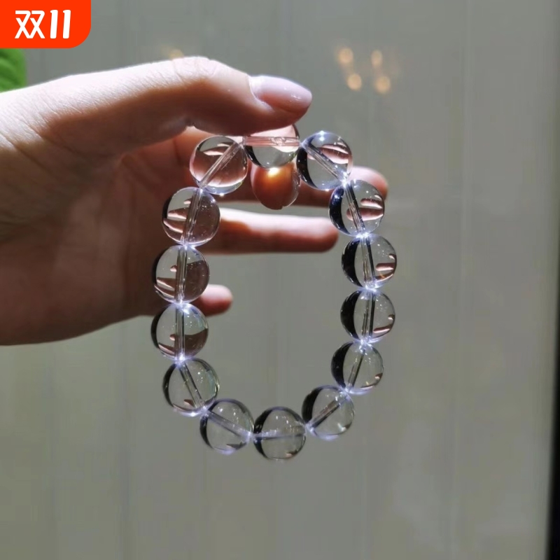 爆款仿白水晶桶珠手链佛珠女净体东海水晶手串透明珠子散珠三圈