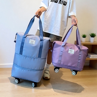 旅行包女大容量行李袋扩容运动健身轻便短途新款可折叠拉杆提包