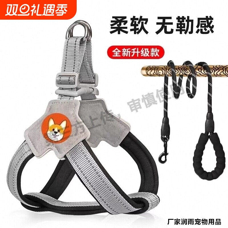 尼龙P链牵引绳外出遛狗绳训犬P绳自动伸缩狗绳狗牵引绳不勒脖防咬