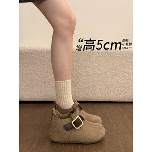 加厚保暖防滑雪地靴 冬季 厚底内增高勃肯棉鞋 女加绒短靴子2025新款